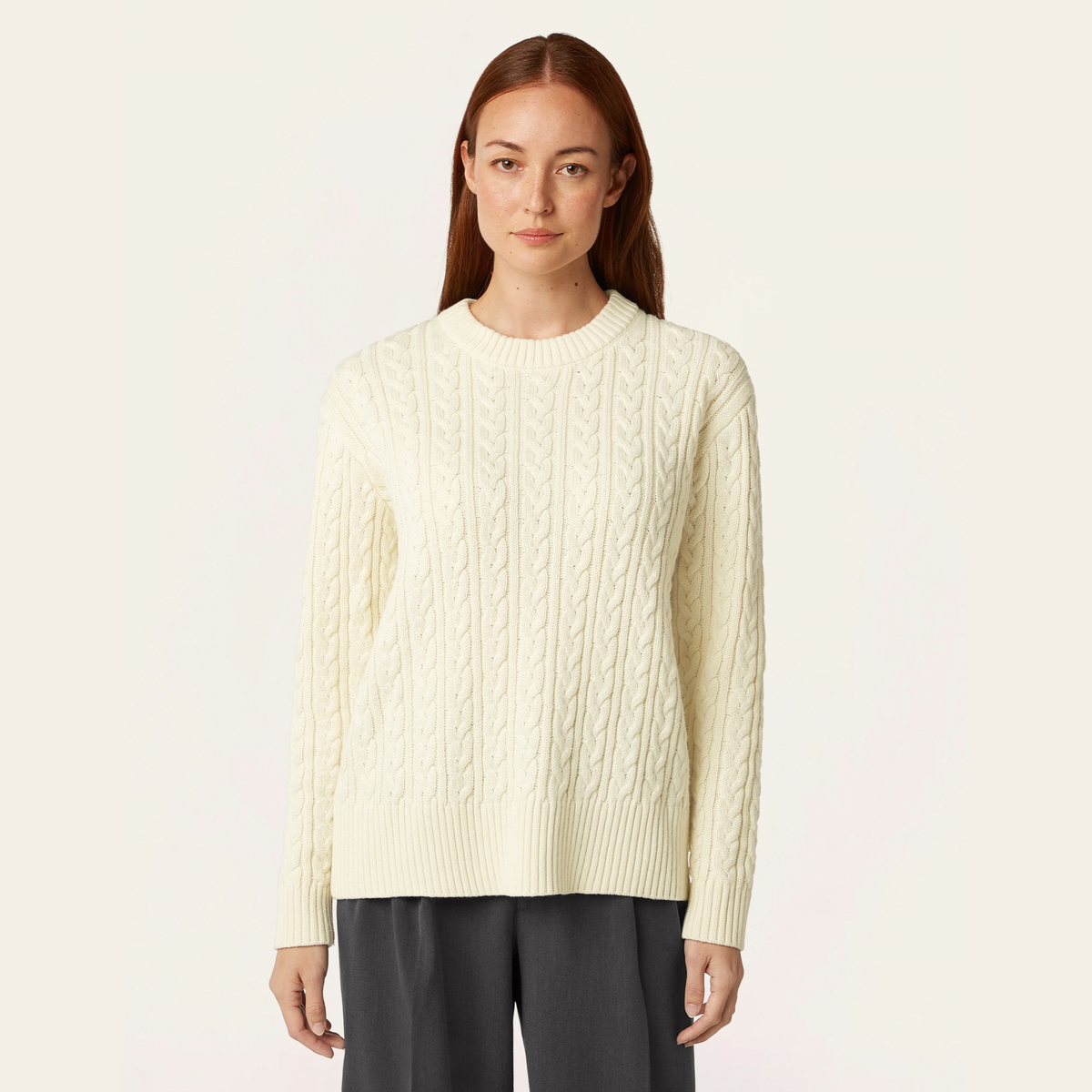 Heavy Seawool Cable Crewneck - Off White