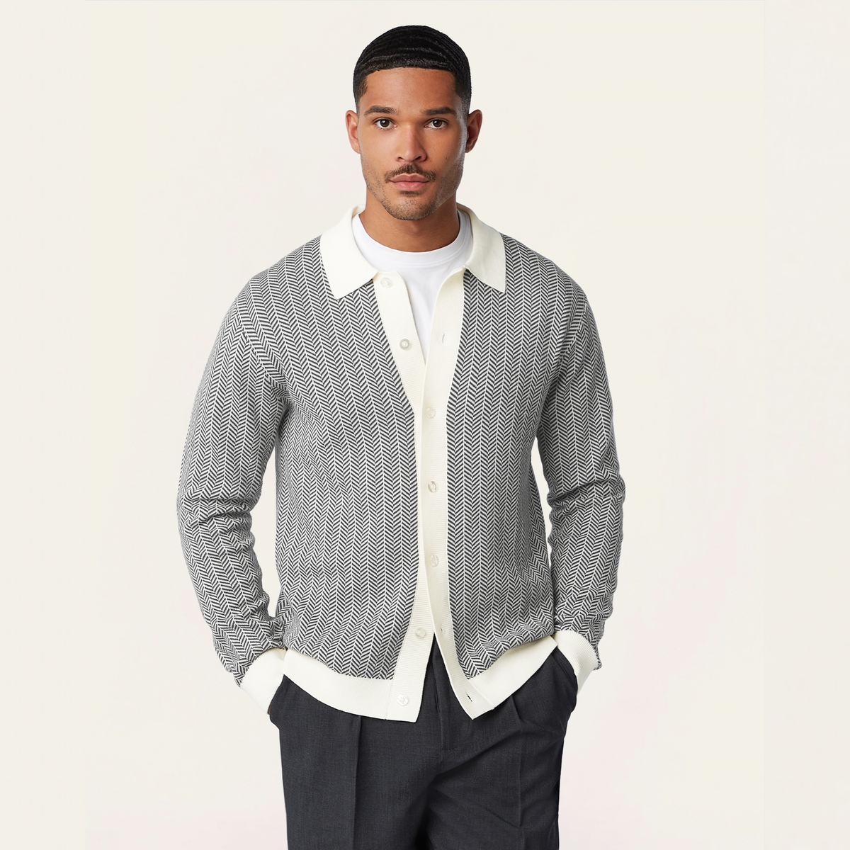 Jacquard Cardigan Dark Grey
