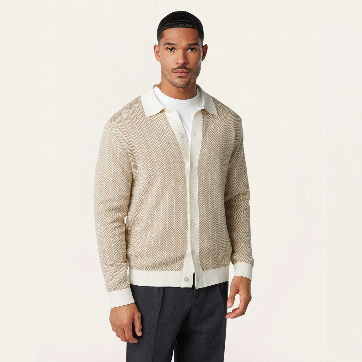 Jacquard Cardigan Camel