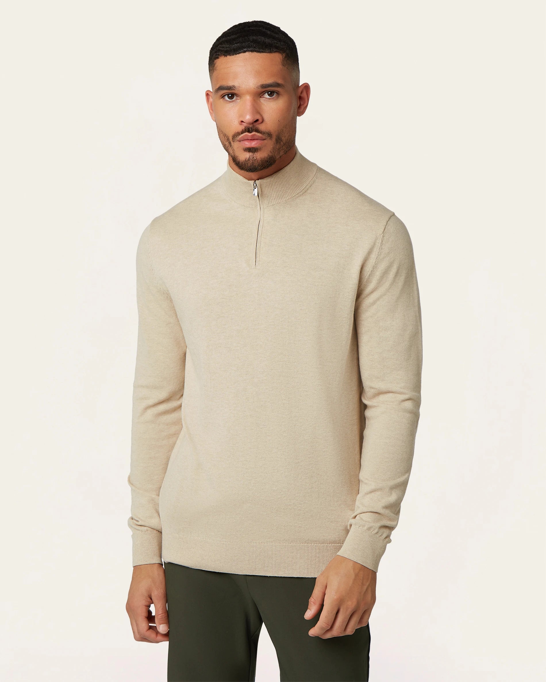 Sand Half-zip Wool Sweater – Seawool Blend | LABFRESH