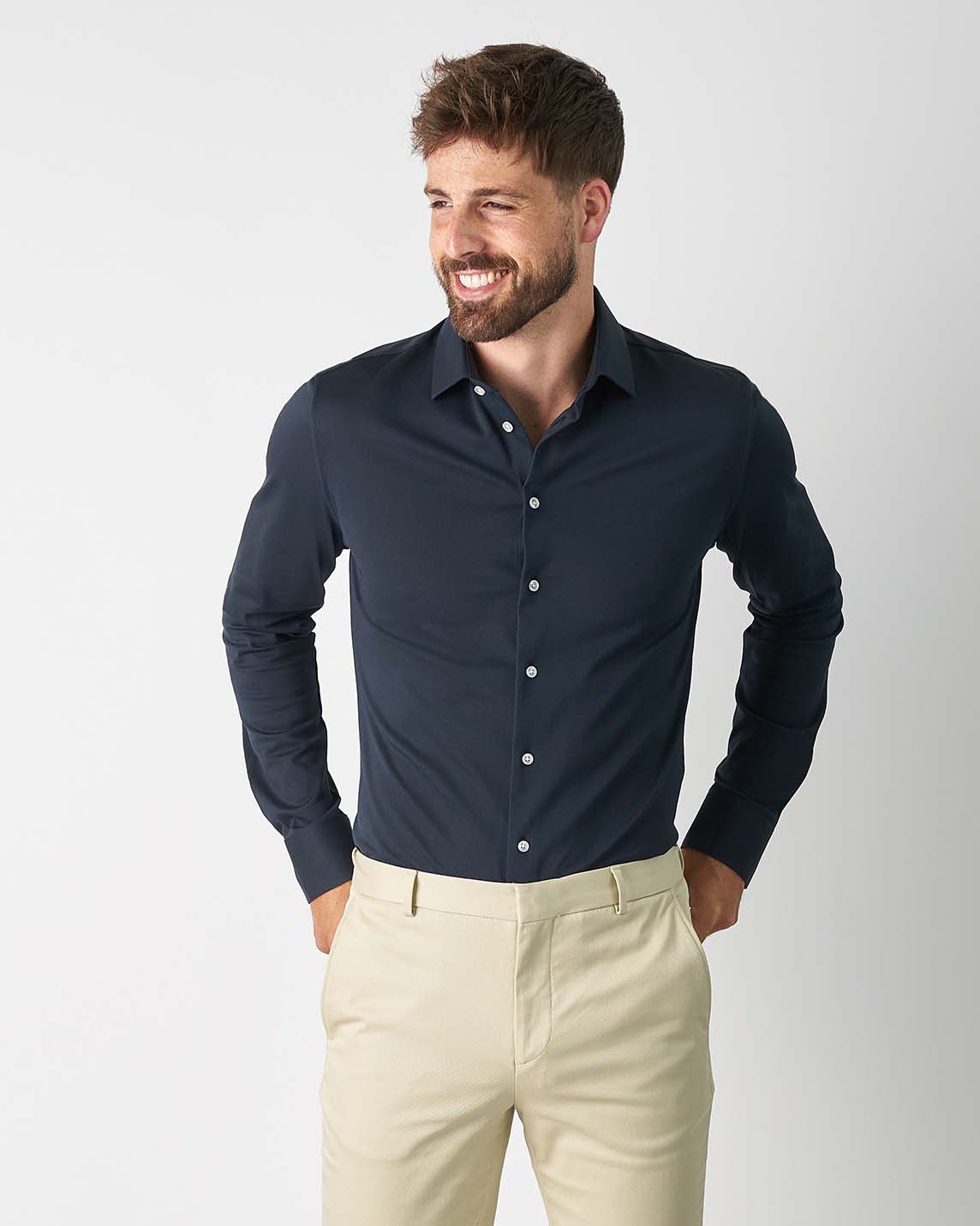 Prior Tech: Knitted shirt navy