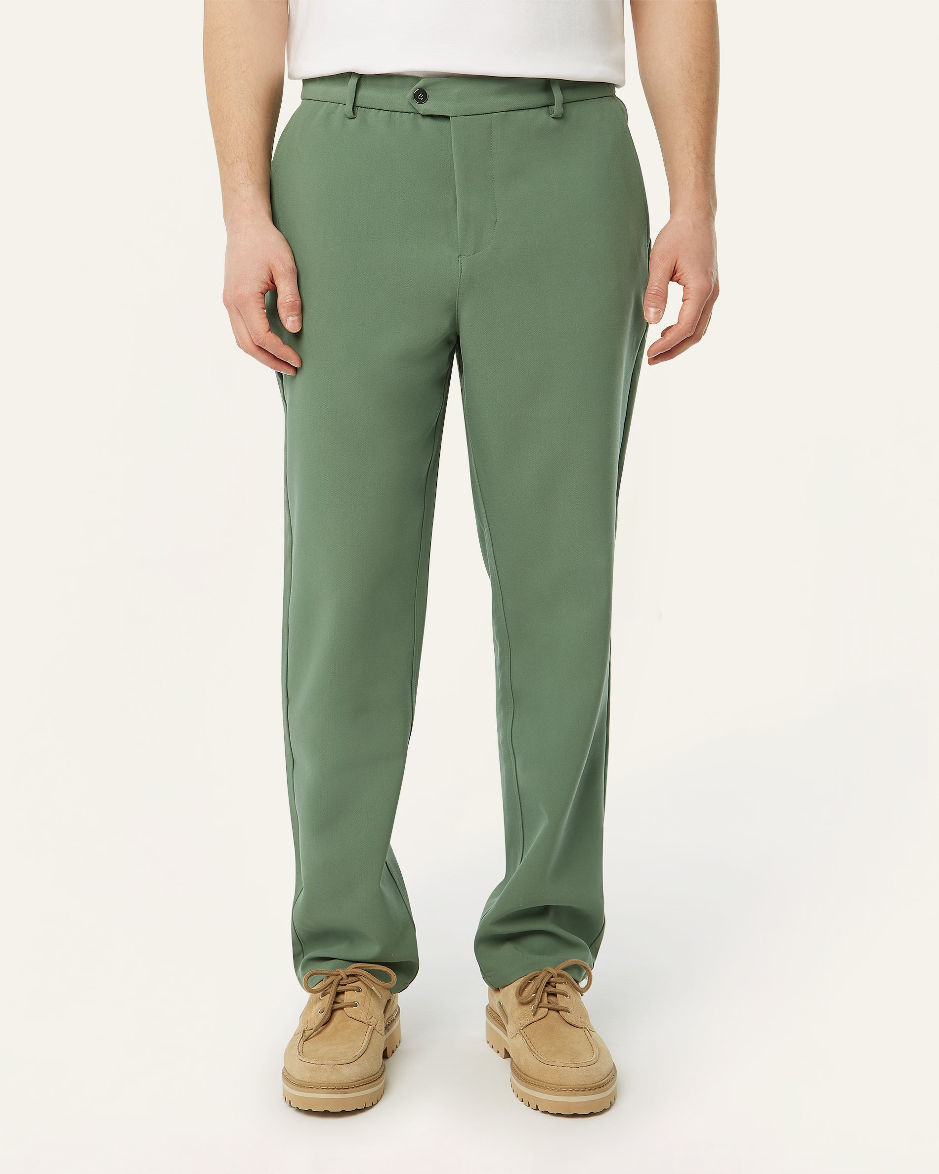 Grass Green Straight Fit Pants Wrinkle Resistant | LABFRESH Grass Green Straight Fit Pants Wrinkle Resistant | LABFRESH
