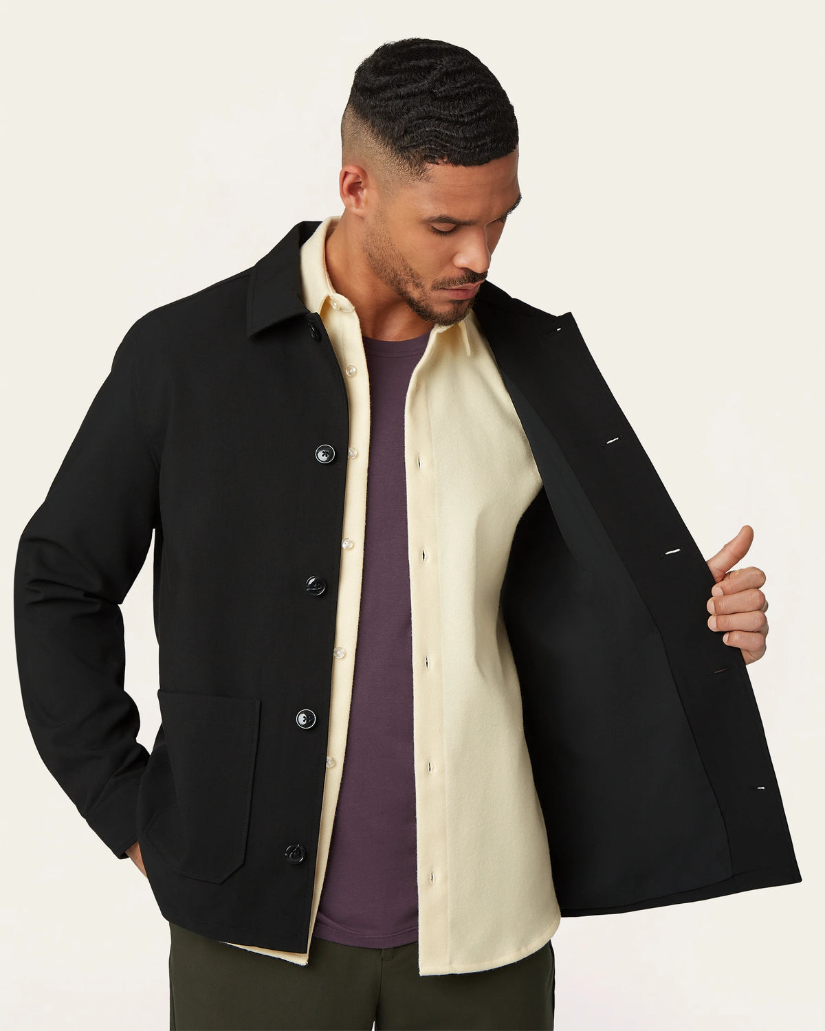 Black Water-Repellent Shirt Jacket | LABFRESH