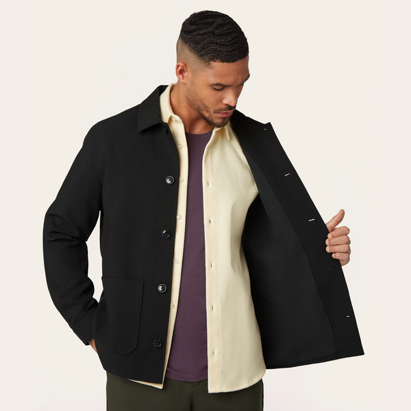 Black Water-Repellent Shirt Jacket | LABFRESH