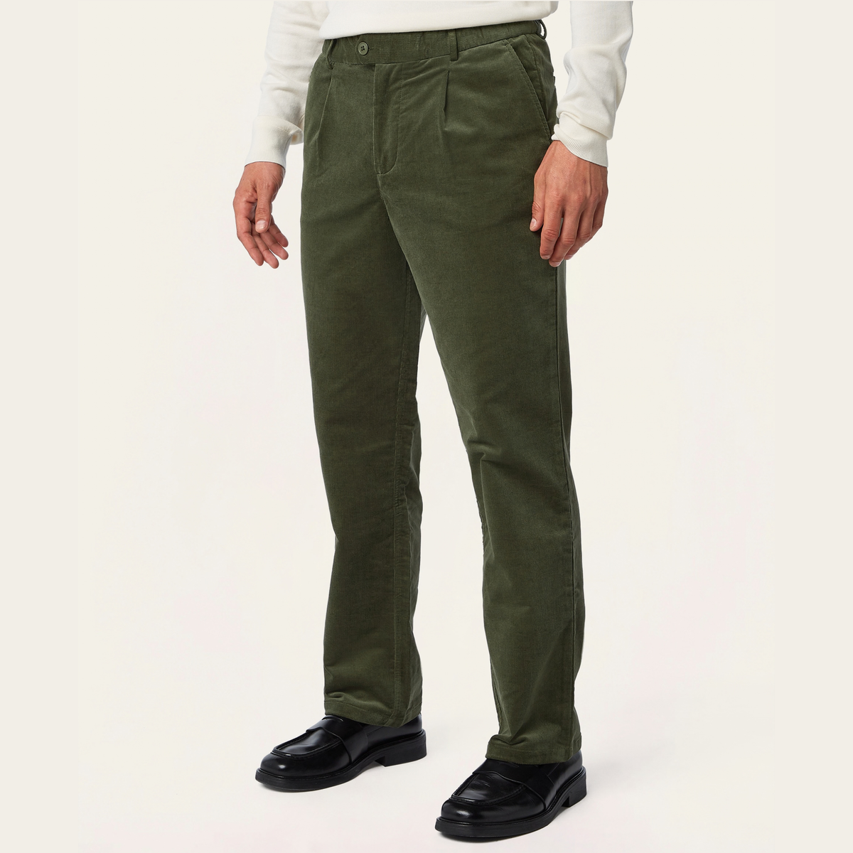Straight Corduroy Pants Dark Olive