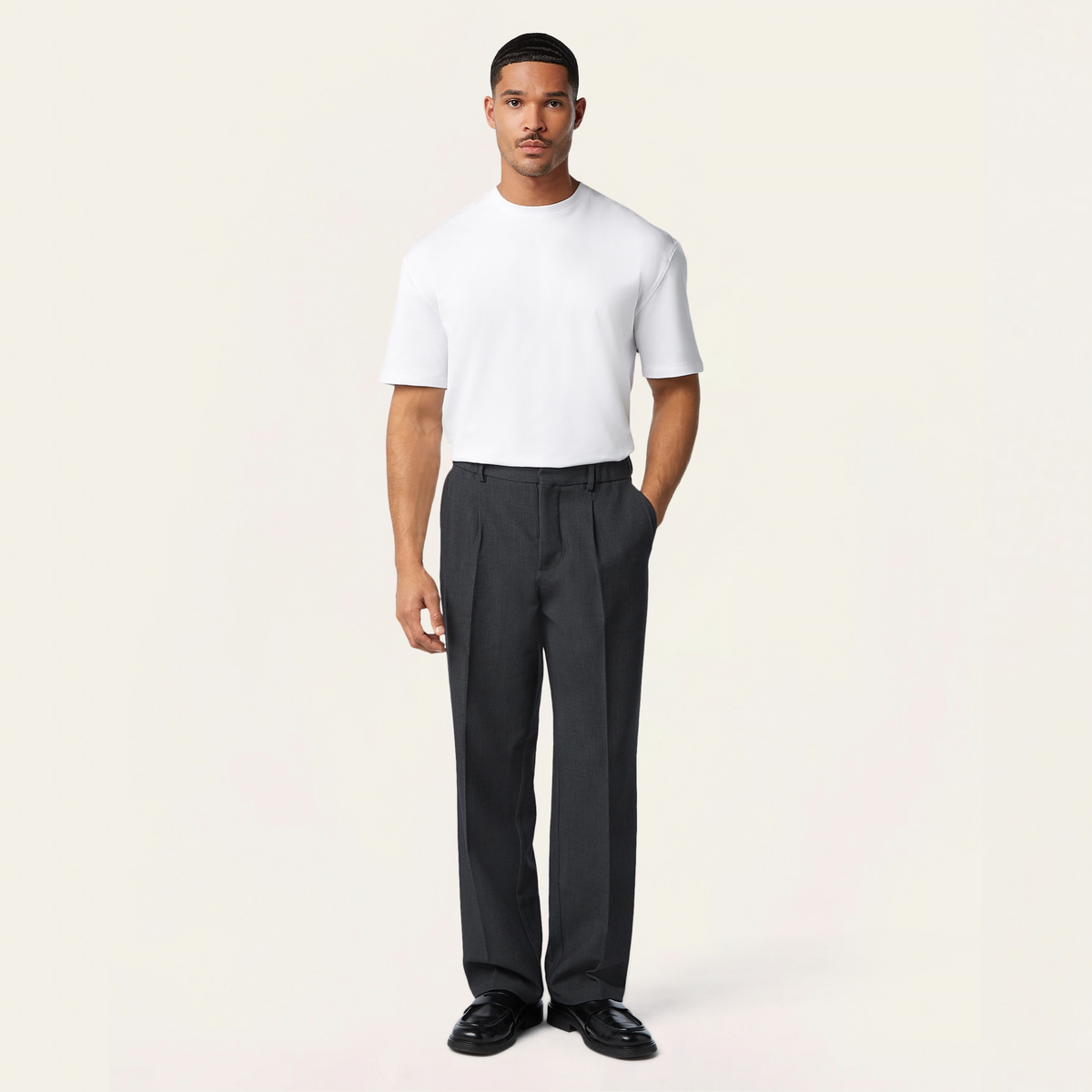 Heavy Pleated pants Dark Grey