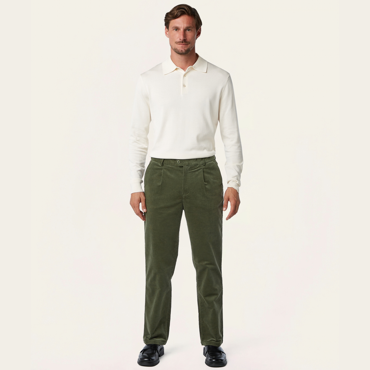 Straight Corduroy Pants Dark Olive
