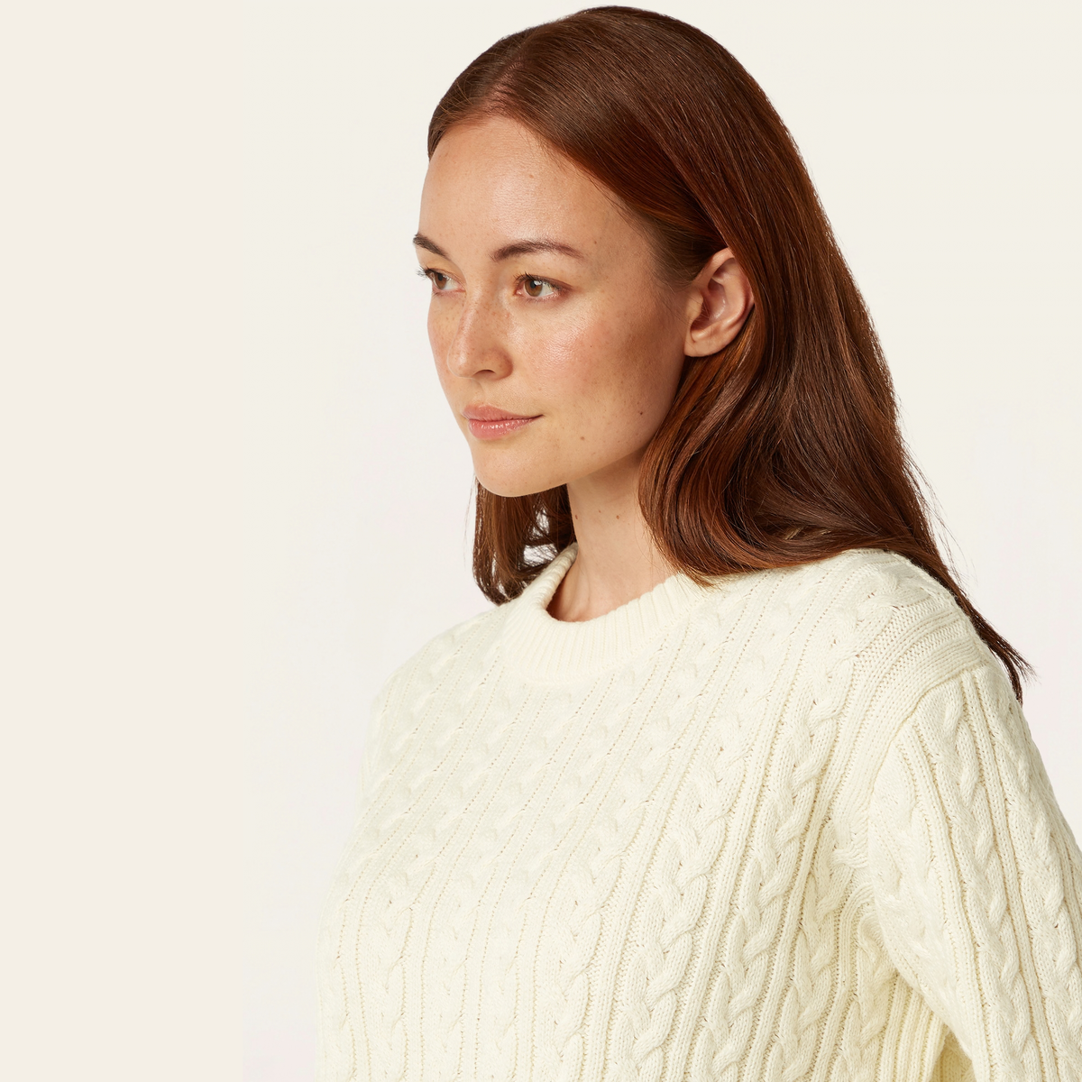 Heavy Seawool Cable Crewneck - Off White