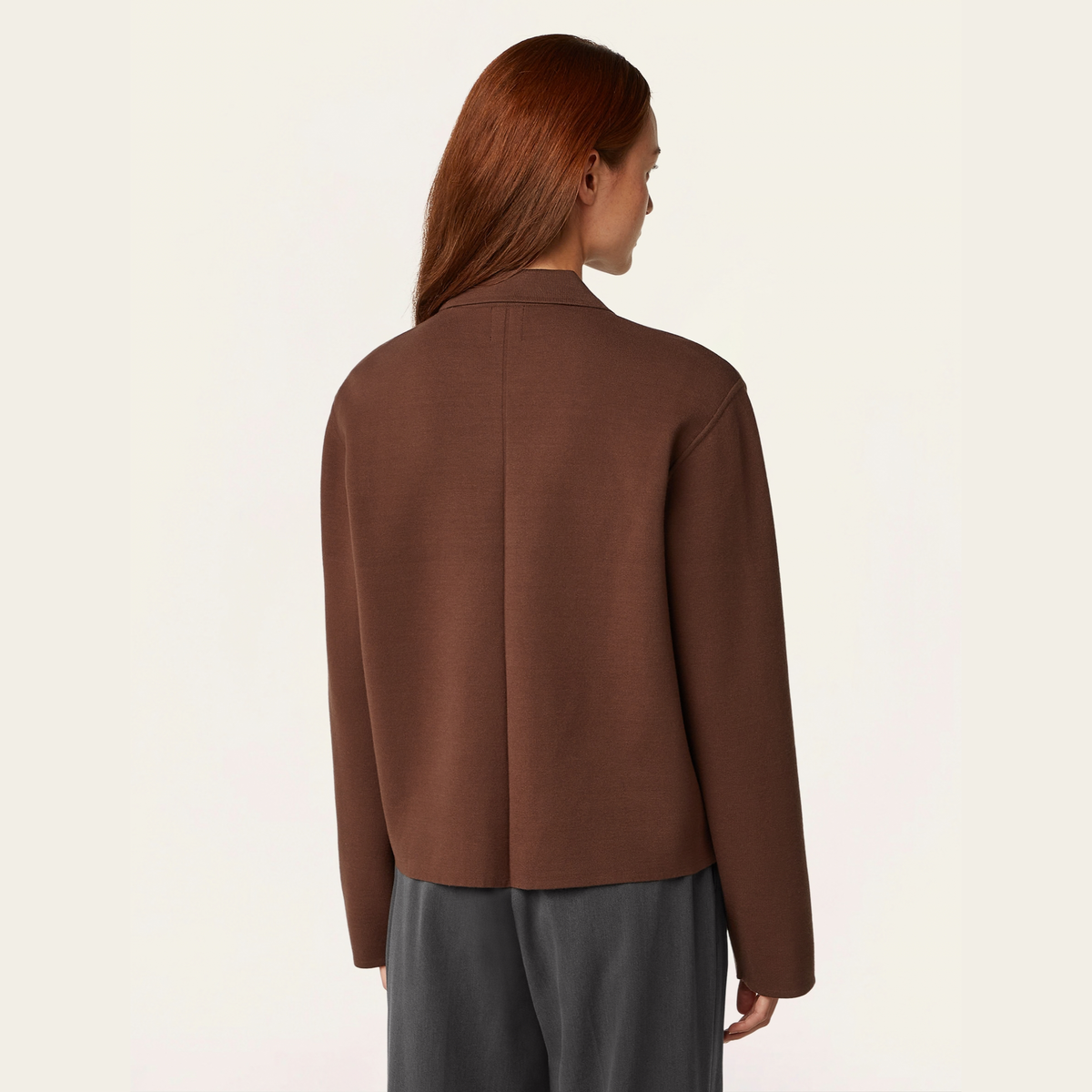 Boxy Jacquard Cardigan - Brown
