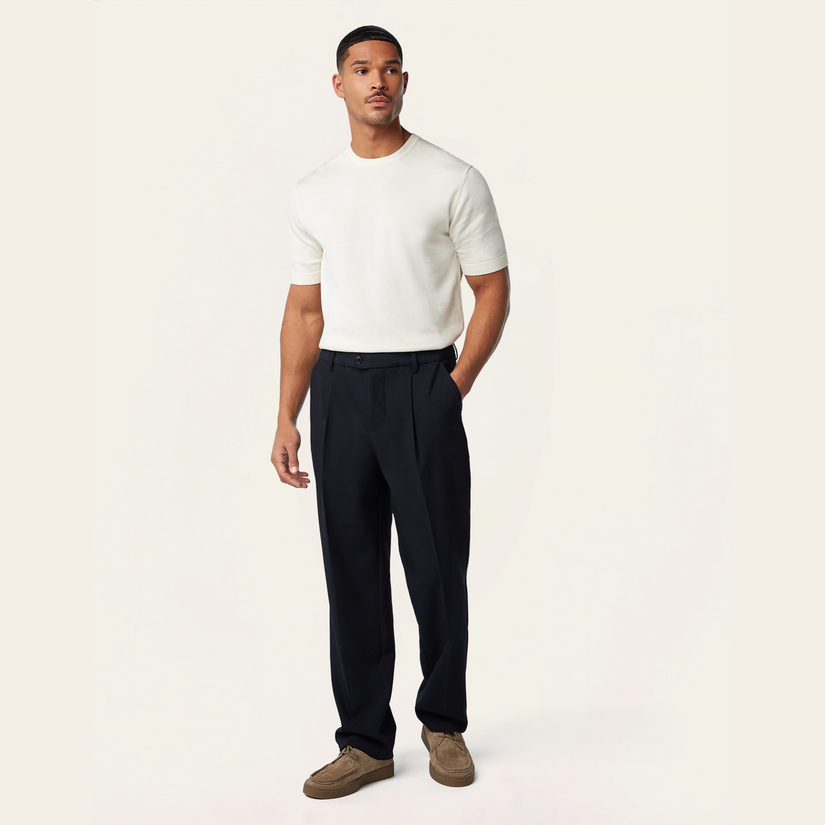 Straight Travel Pants Navy