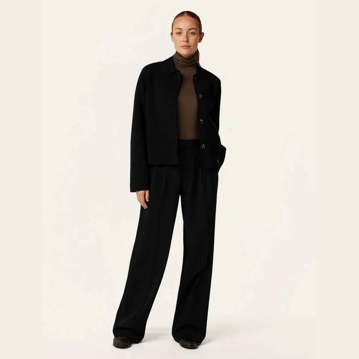 Boxy Jacquard Cardigan - Black