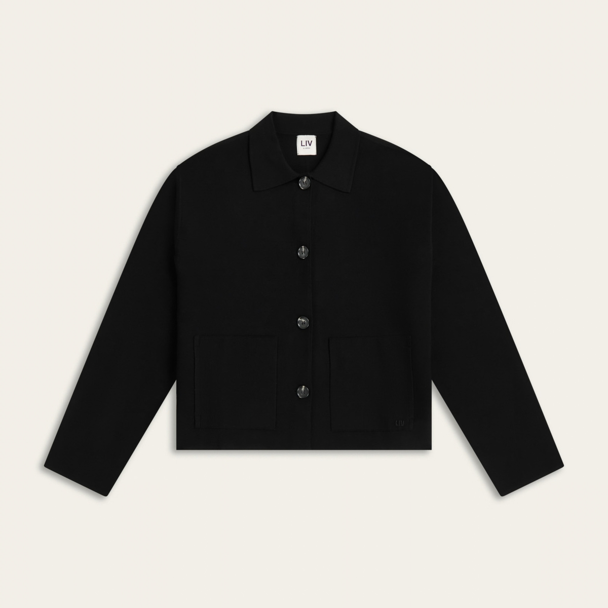 Boxy Jacquard Cardigan - Black
