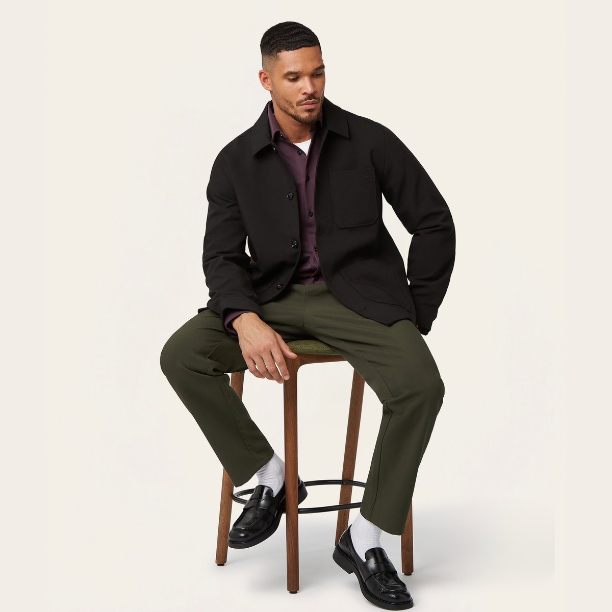 Straight Travel Pants Dark Green