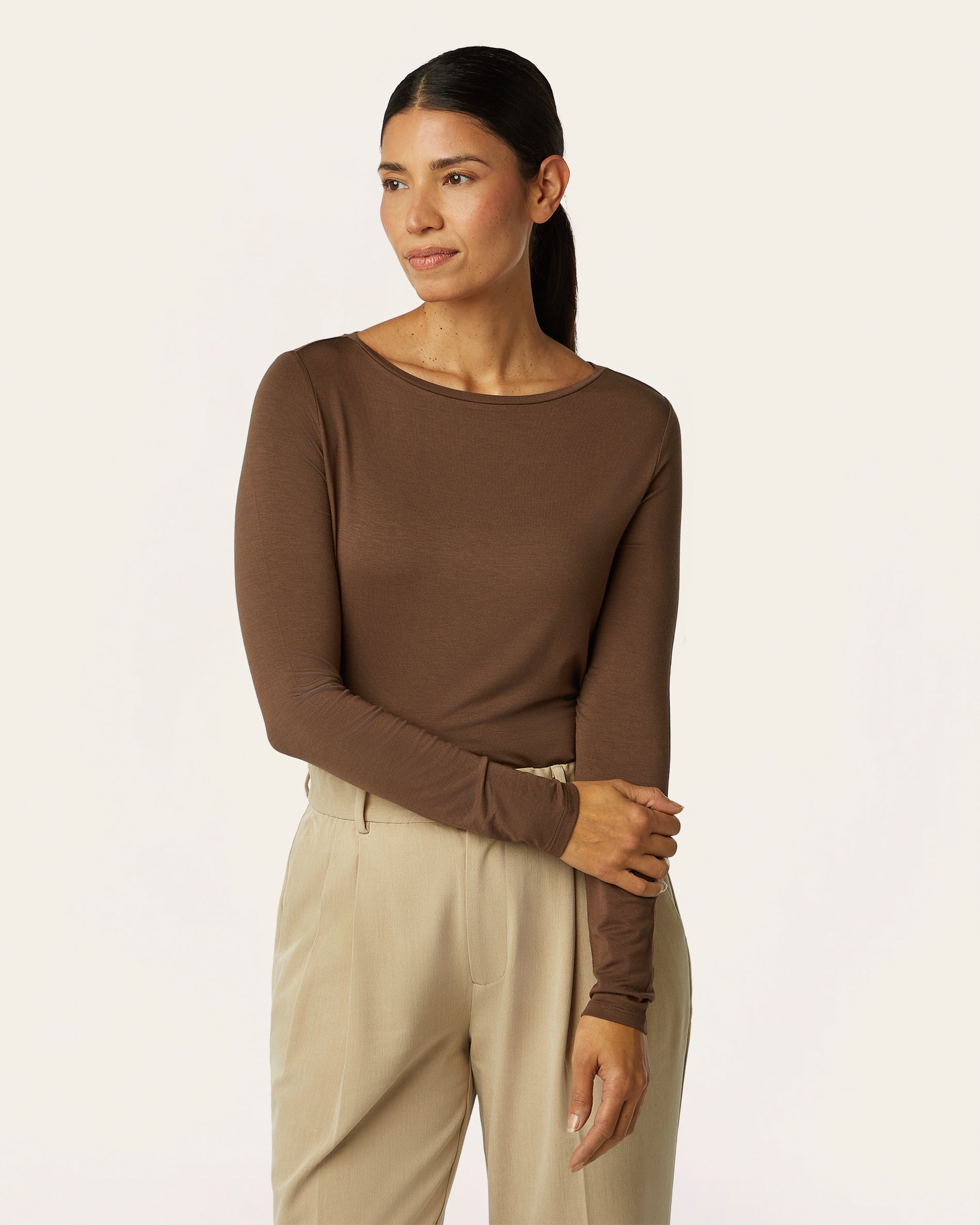 Boatneck Knit - Dark Brown