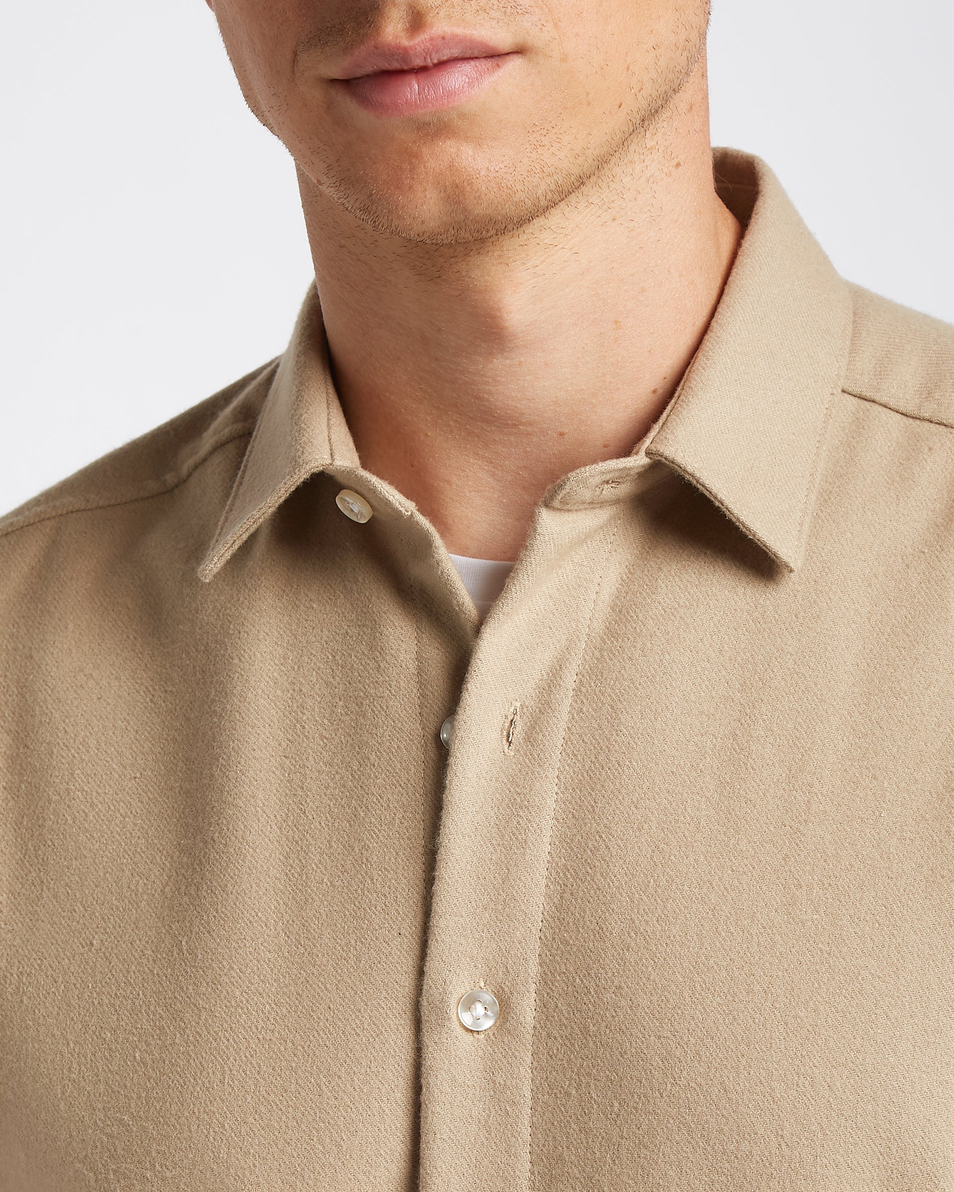 Beige Flannel Shirt – Soft, Stretch Cotton | LABFRESH