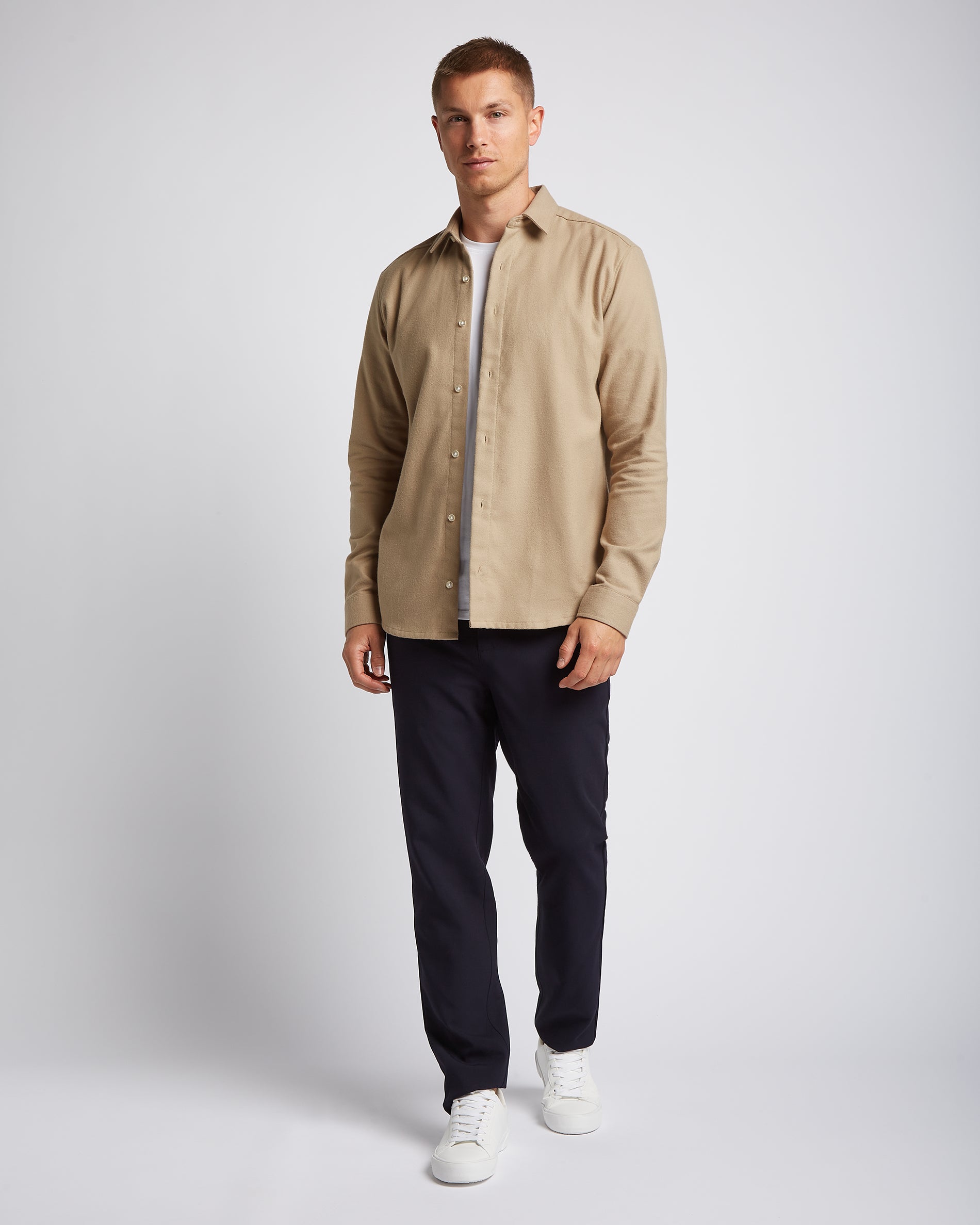 Beige Flannel Shirt – Soft, Stretch Cotton | LABFRESH