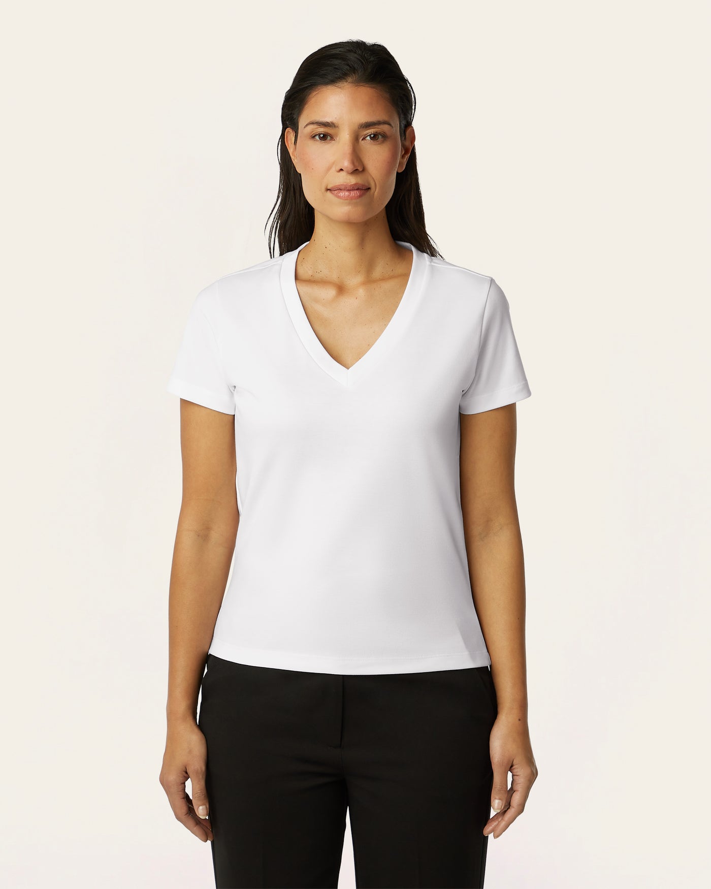 V-neck Slim T-shirt - White