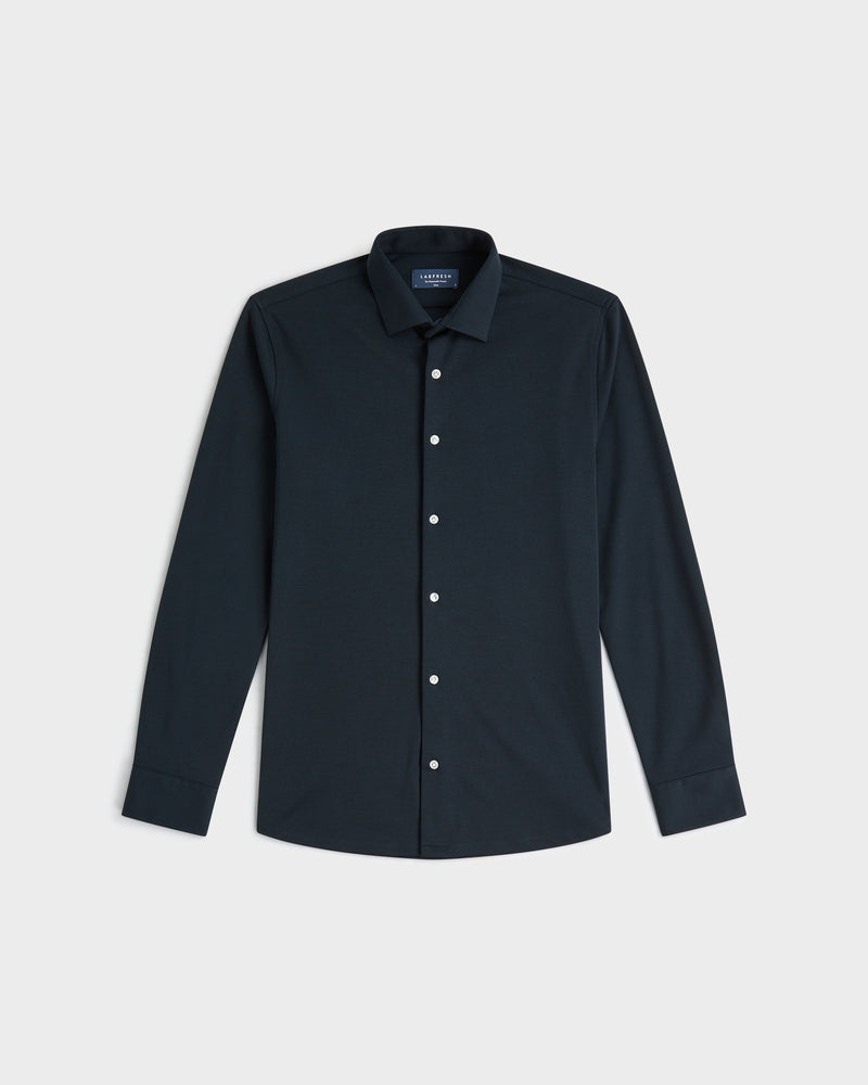 Knitted non-iron shirt navy