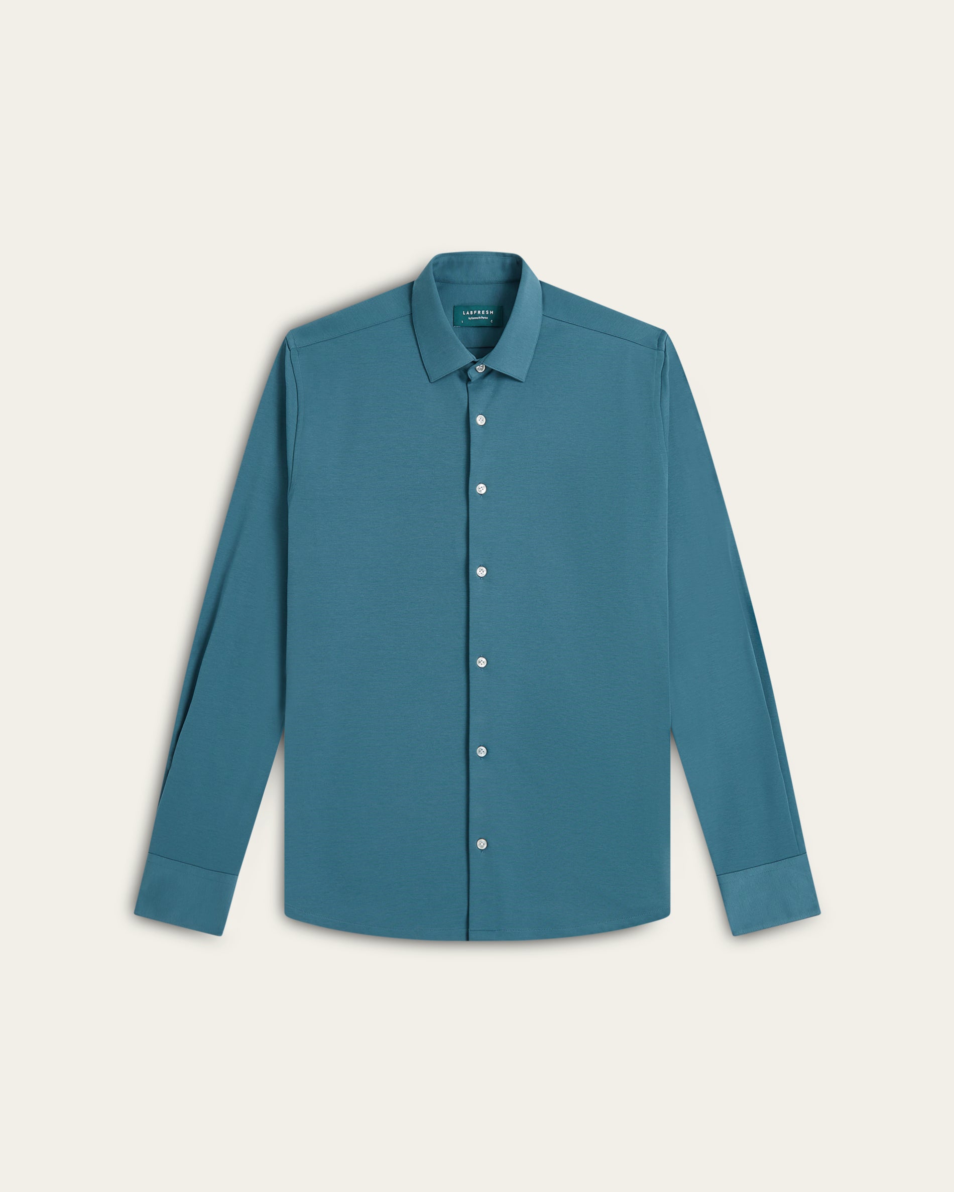 Knitted non-iron shirt Teal Blue