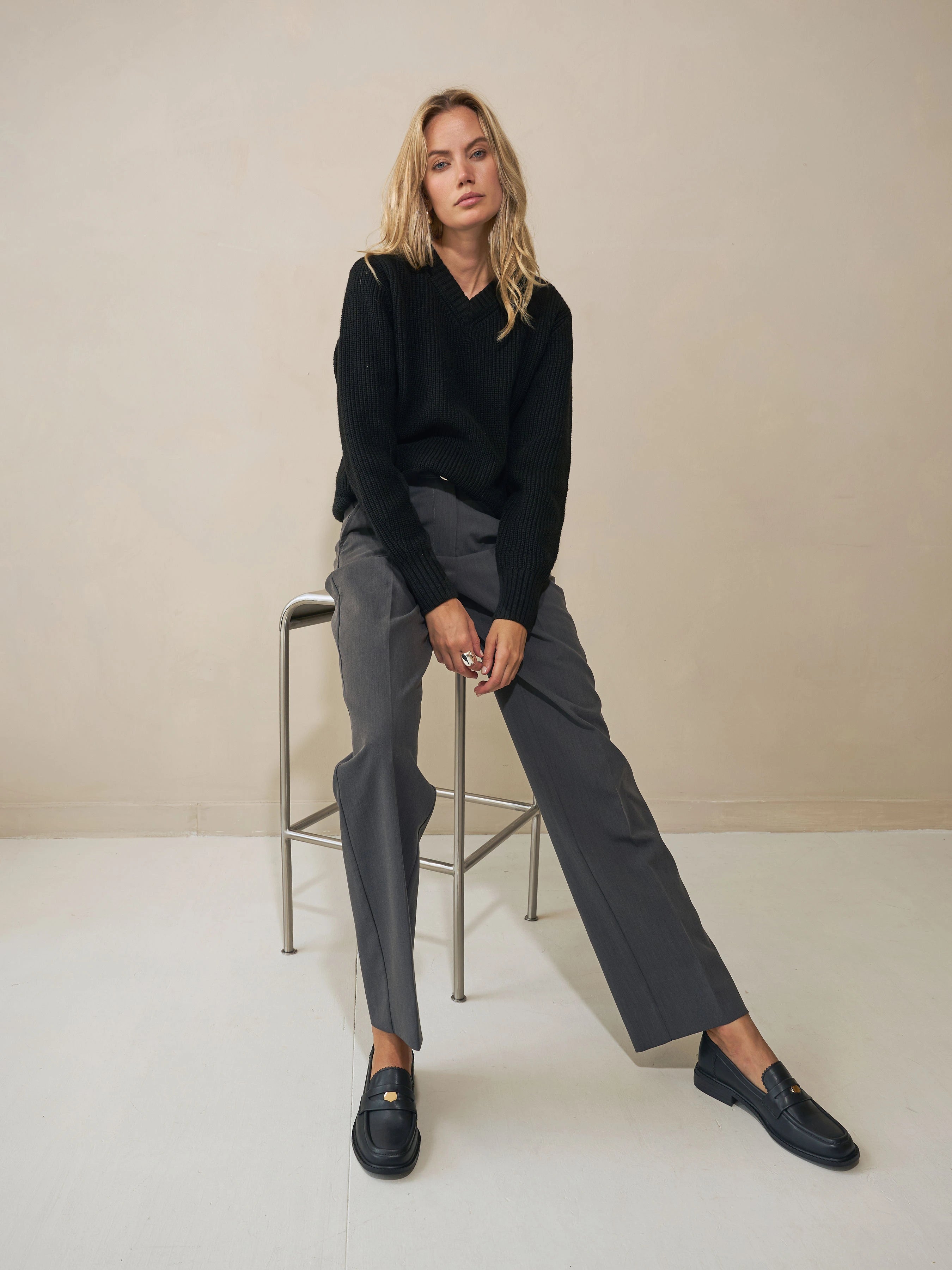 Heavy Seawool V-neck - Black