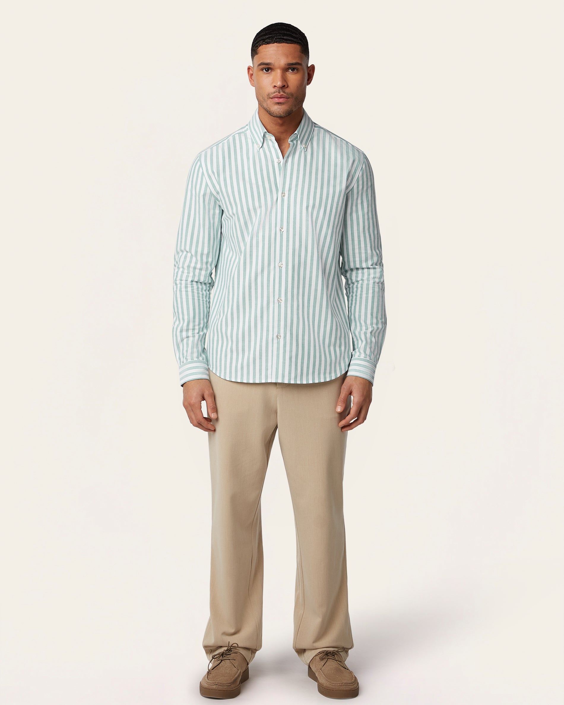 Oxford Shirt Green / White stripe