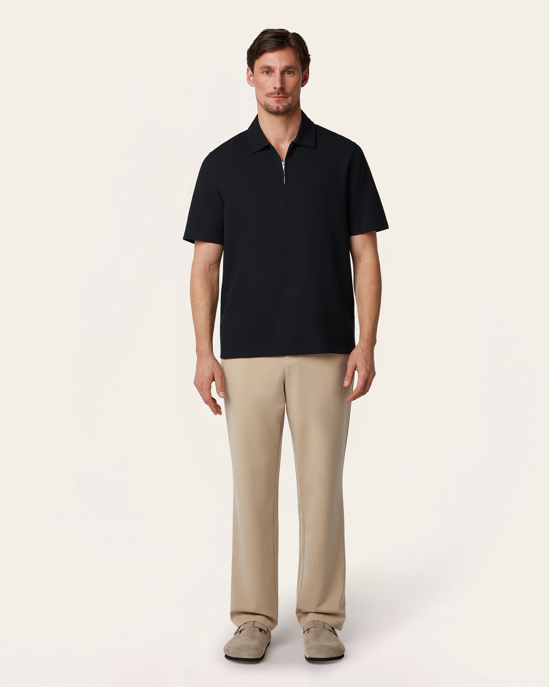 トップス tdk_void polo Navy Relaxed Fit Zip Polo – Odour Resistant | LABFRESH