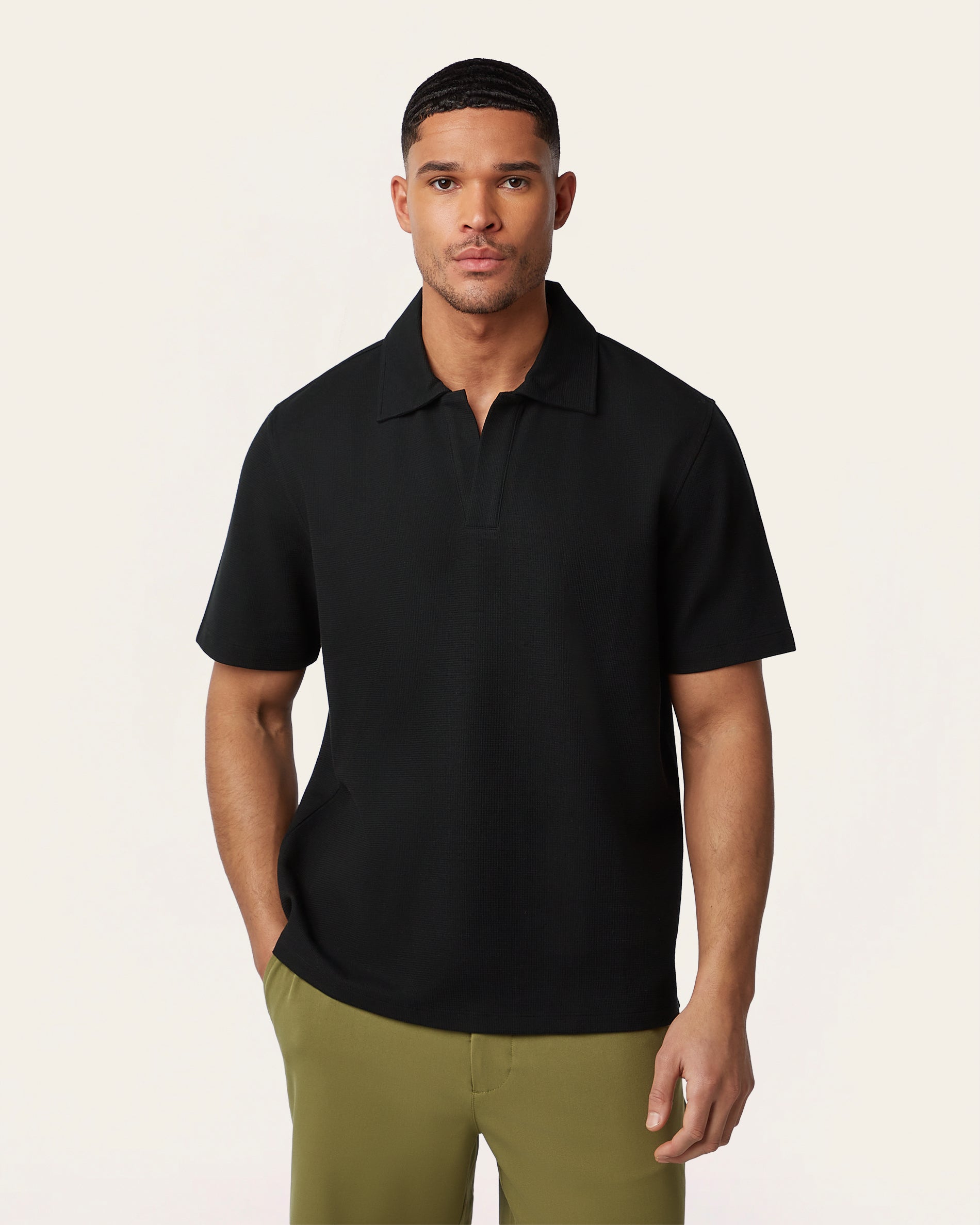 Black Relaxed Fit Polo Shirt – Odour Resistant | LABFRESH