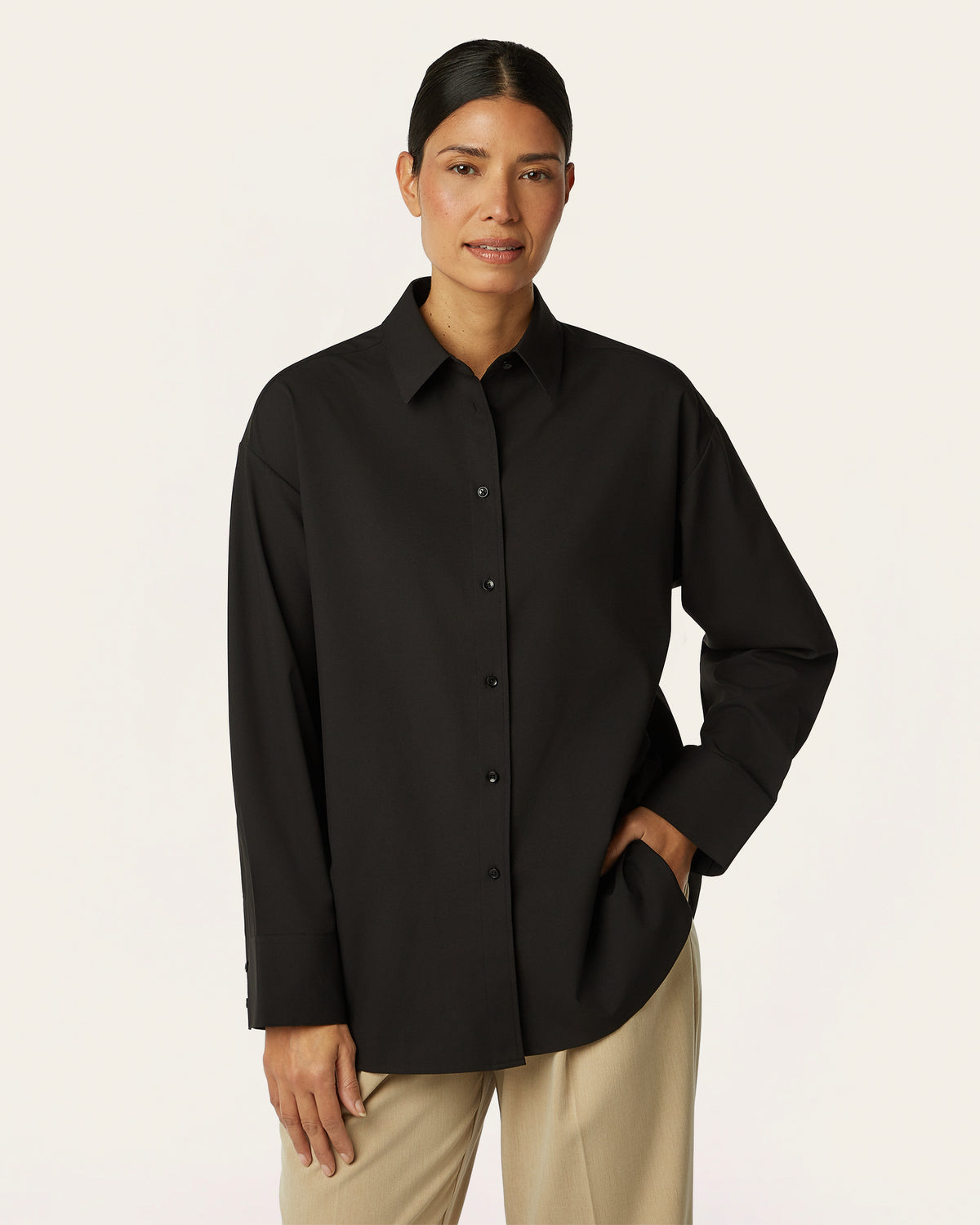 Black Relaxed Fit Non-Iron Blouse | LIV by LABFRESH