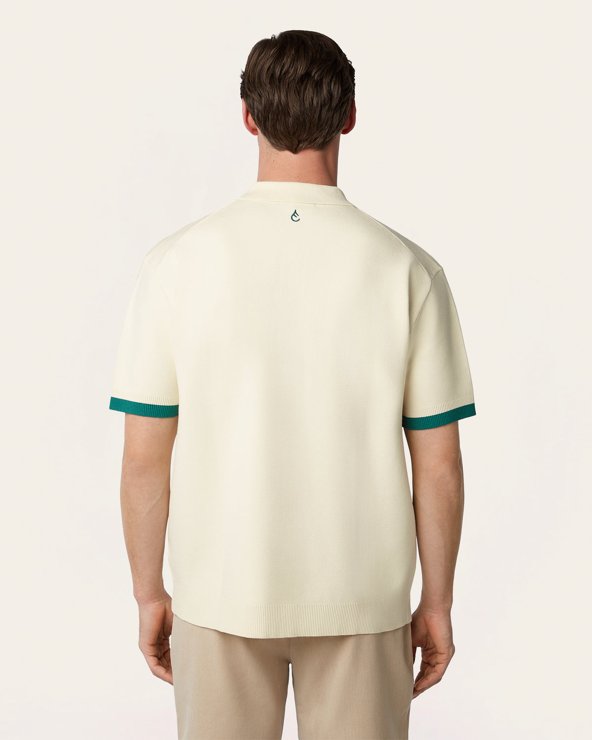 Jacquard Short Sleeve Shirt Off White / Dark Green