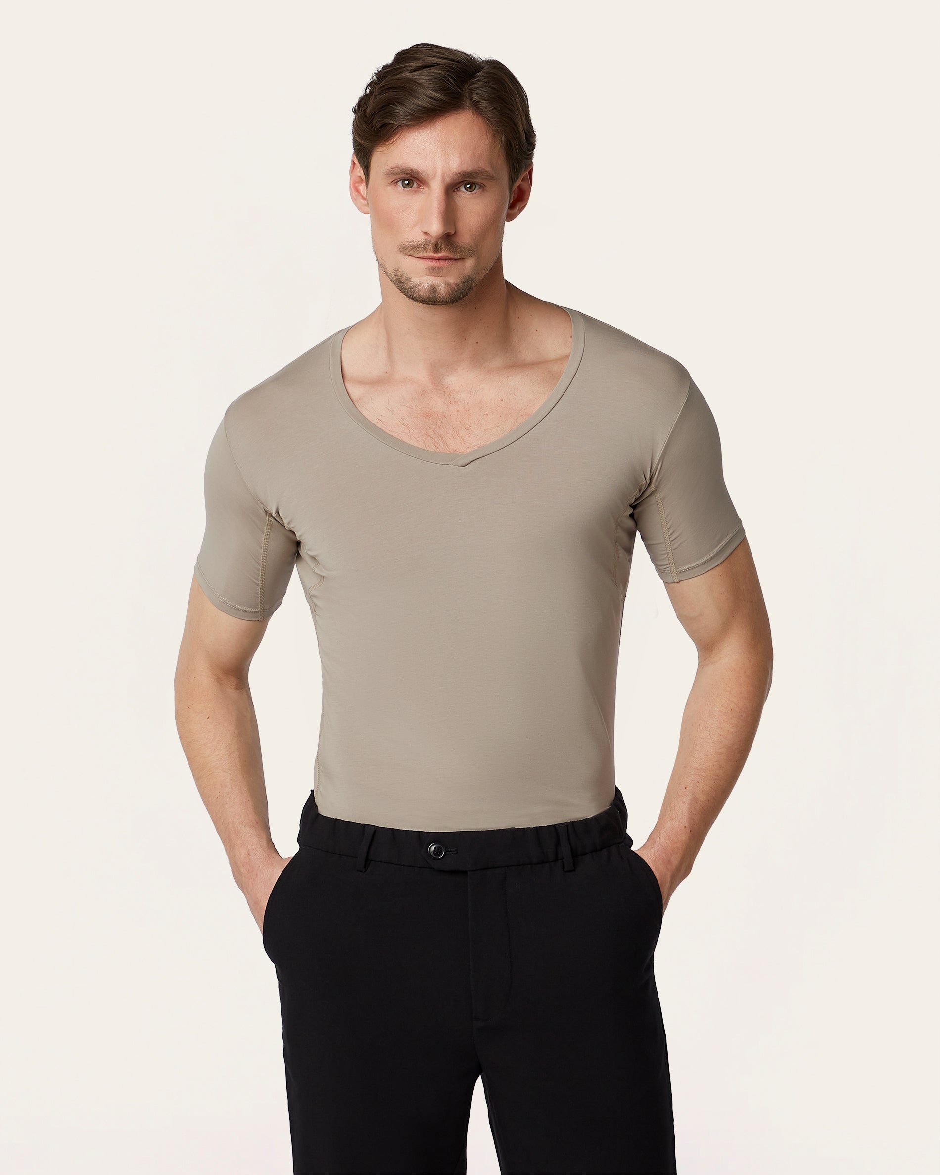 V-neck Sweat-proof undershirt khaki