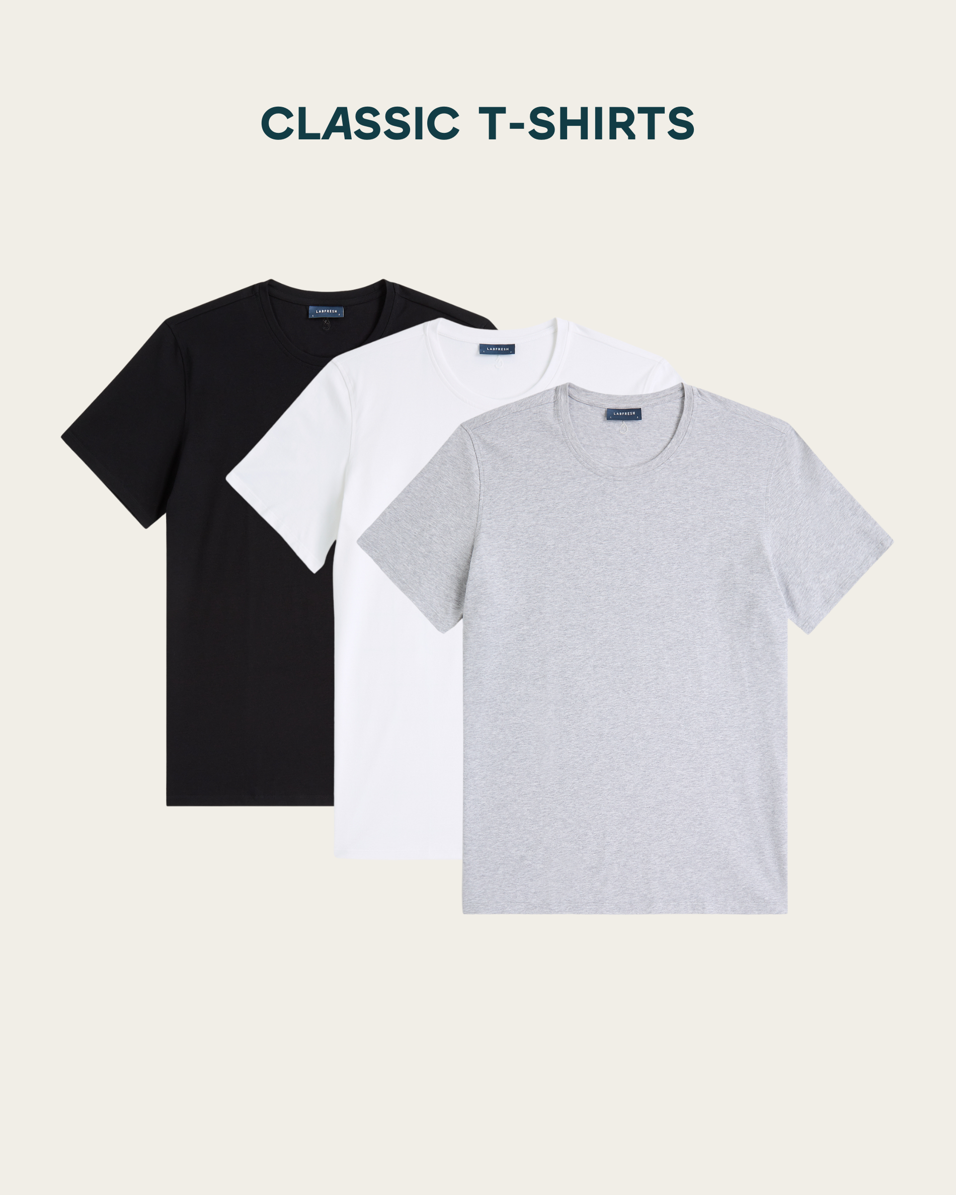 T-shirt 3-pack bundle | White & Black & Light grey