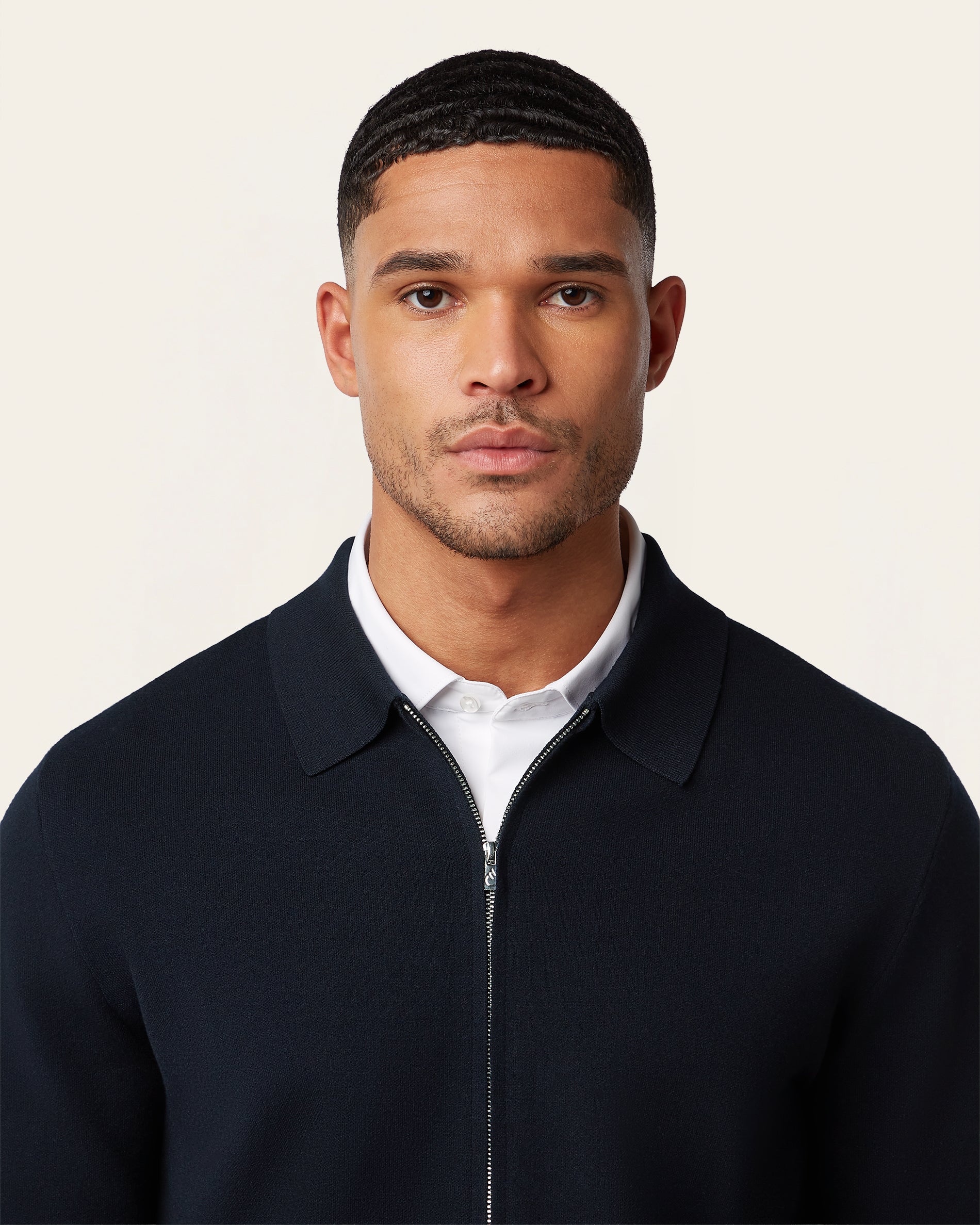 Full Zip Jacquard Cardigan Navy | LABFRESH