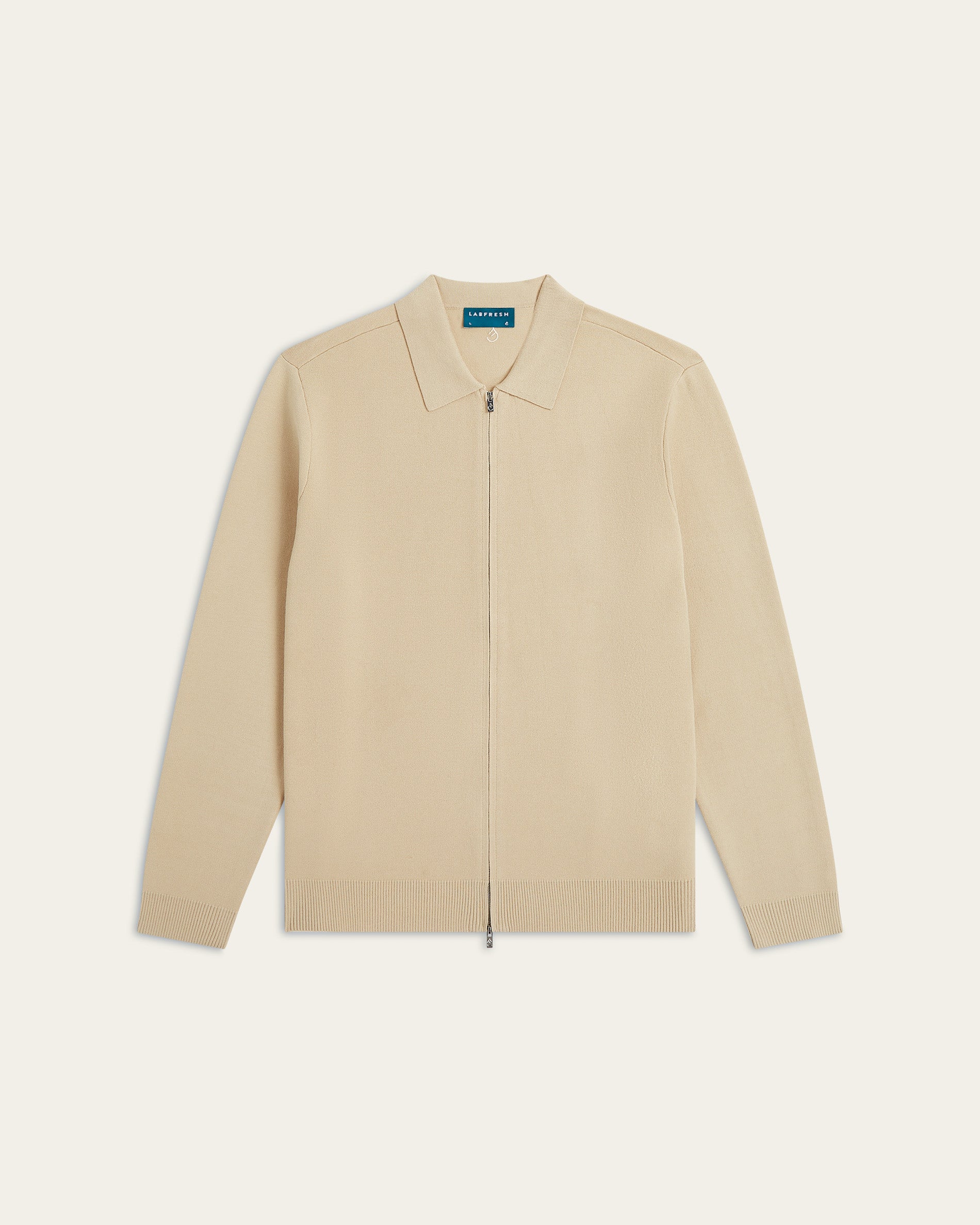 Sand Full Zip Jacquard Cardigan | LABFRESH