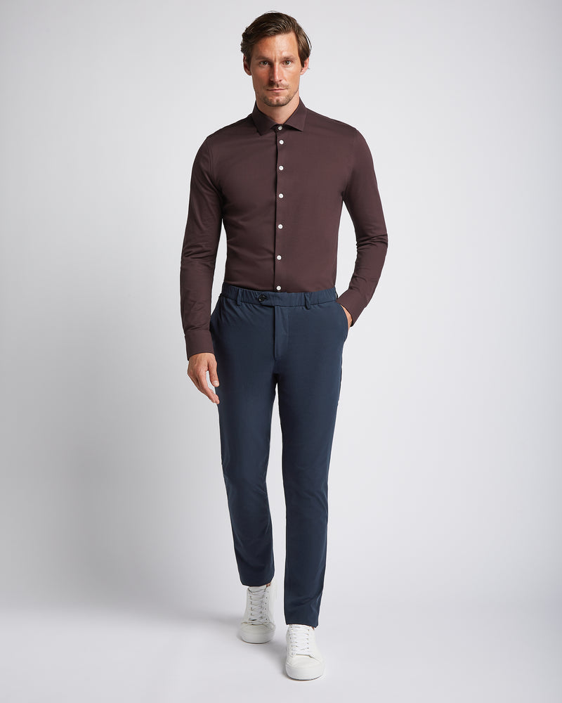 Burgundy shirt blue pants discount