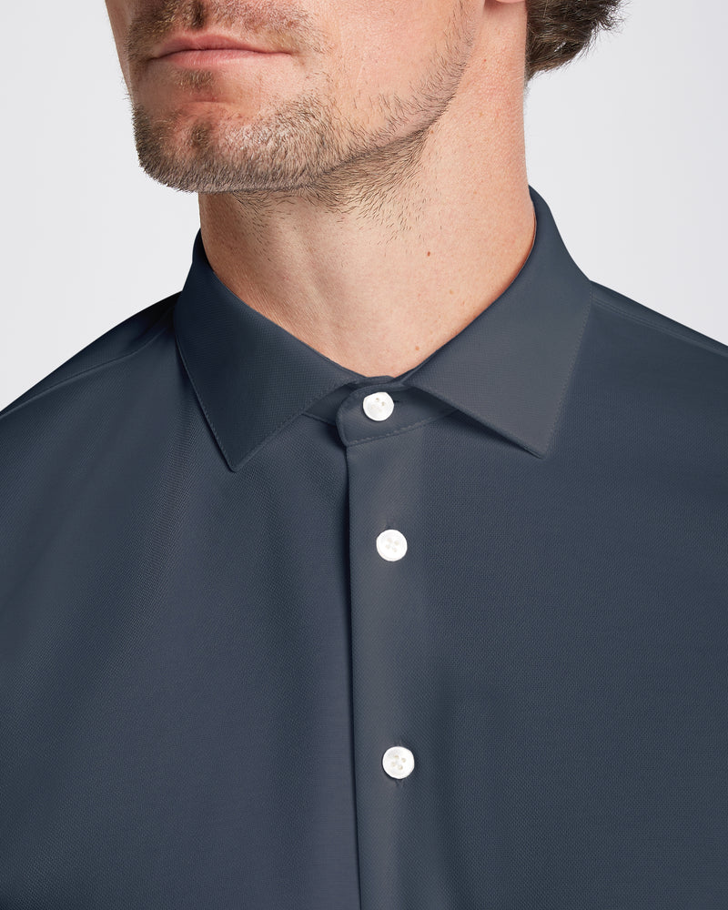 Knitted non-iron shirt navy