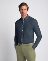 Knitted non-iron shirt navy